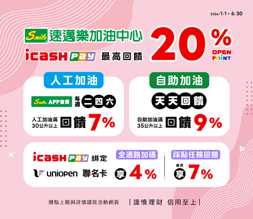 速邁樂加油站最高回饋20%