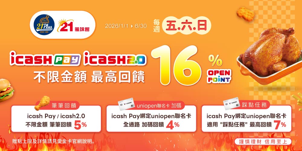 21Plus/21風味館每週五六日筆筆回饋5%