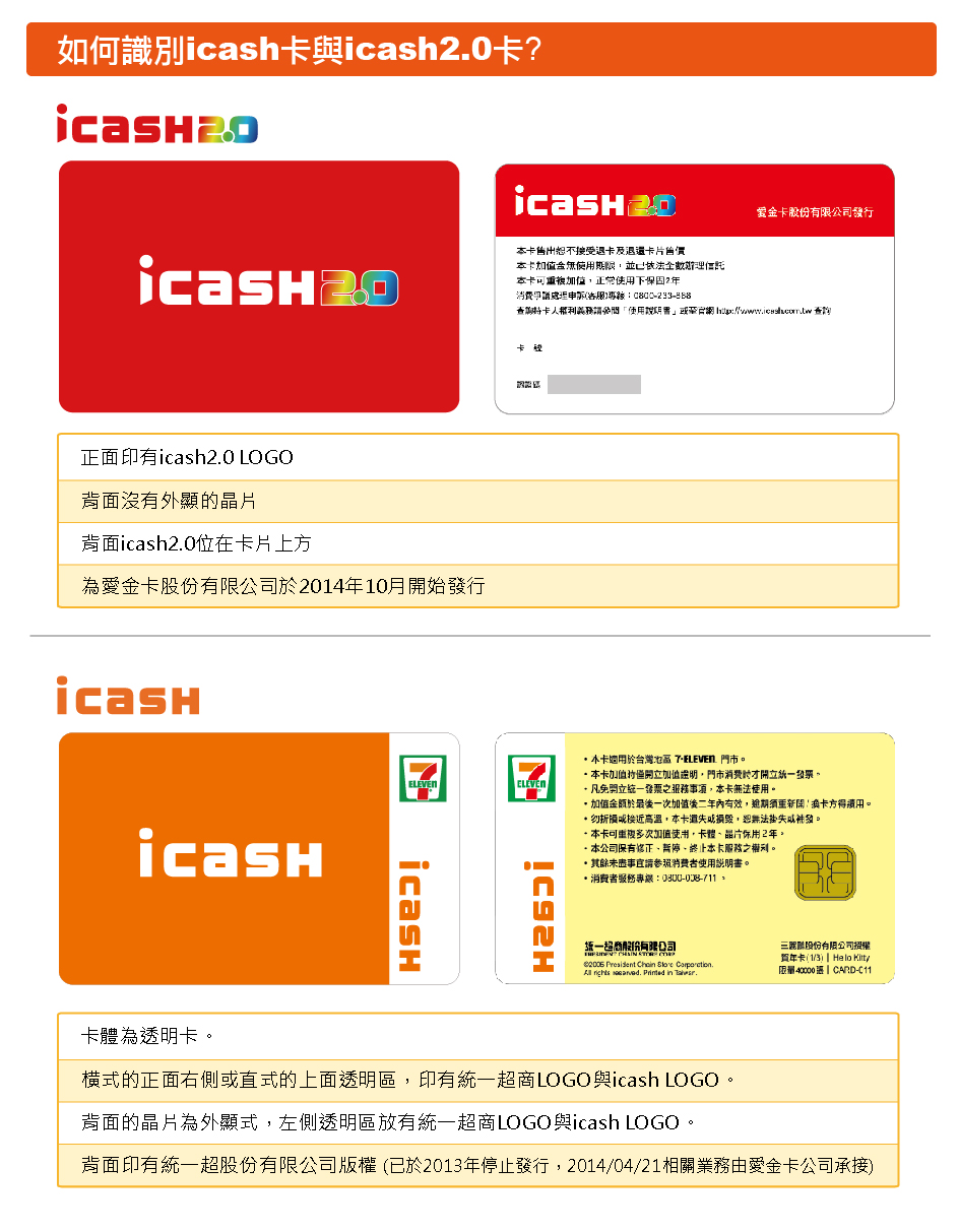 如何識別icash卡與icash2.0卡?